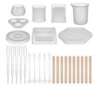 AKOOSY Ensemble de Moules en Silicone 28 Pièces pour Résine Époxy Kit de Moules Artisanaux pour sous-Verres et Porte-Stylos Matériau Silicone Flexible et Solide Loisirs Créatifs et
