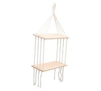 AKOOSY Étagère Murale Corde de Coton Tissée Main Double Niveau Rangement Décoratif Suspendu pour Salon Chambre Décoration Intérieure Naturelle