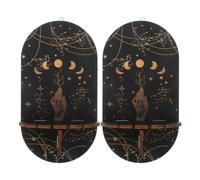 AKOOSY Étagère Murale en Bois pour Présentation Cristal, Porte-Cristal Noir Robuste, Facile à Installer, Décor Boho pour Maison ou Chambre Sorcière, Lot de 2 Pièces