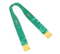 AKOOSY Étole de Pasteur Brodée avec Croix Verte 135 Cm, Châle Réversible à Franges pour Cérémonie de Mariage, Accessoire Clergé Unisexe, Étole Traditionnelle pour Robe de Prêtre