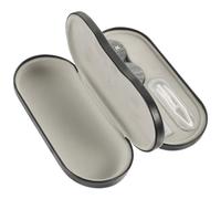 AKOOSY Étui à Lunettes Double Usage en Cuir PU Imitation Bois Compact et Pliable Organisateur Rigide pour Lunettes de Soleil et Lentilles Boîtier Gris Argenté Maison Voyage