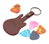 AKOOSY Étui à Médiators Guitare Marron L914, Rangement Sécurisé Pratique | Pu et Plastique, Forme Guitare, Organisateur Compact, pour Médiators, Style Moderne, Porte-clés