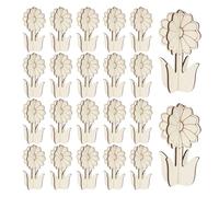 AKOOSY Fleurs en Bois Naturel Lot de 30 pour à Peindre pour Bricolages Créatifs, Décorations Printanières Intérieures et Activités Parent-garçon et Filles
