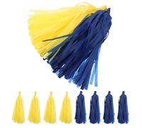 AKOOSY Guirlande de Bannières à Pompons en Papier de Soie 10 Pièces Jaune et Bleu Roi Décorations Suspendues pour Fête d'Anniversaire Bannière à Glands Légère et Colorée pour