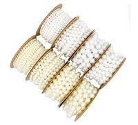 AKOOSY Guirlande de Perles Rondes Plastique Beige Chaîne Fixe pour Décoration DIY Bijoux Mariage Bracelets et Ornements Artisanaux