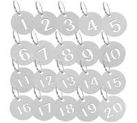 AKOOSY Identificateurs de Clés en Acier Inoxydable Lot de 20 Porte-clés Numérotés 2,3 Cm pour Saunas et Agences