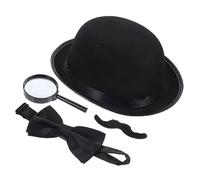 AKOOSY Kit Déguisement avec Chapeau Moustache Loupe et Nœud et Confortable pour Fêtes et Jeux de Rôle