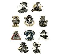 AKOOSY Lot de 10 Broches en Alliage Mixte Or et Argenté, Style Corbeau Inspiré du Docteur Peste, Épingles à Vêtements pour Accessoires Vestimentaires Couleur Aléatoire Style Aléatoire