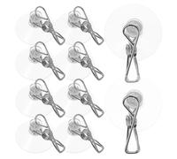 AKOOSY Lot de 10 Pinces à Ventouse 4,1 Cm en Acier Inoxydable pour Fixation Rideaux, Porte-tickets de Stationnement et Accessoires Automobiles, Clips Multi-usages Cuisine, Salle de Bain