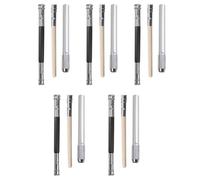 AKOOSY Lot de 15 Rallonges de Crayon en Acier Inoxydable et Bois Double Extrémité Couleur Argenté Prolongateur de Crayons Courts Accessoire Scolaire et Artistique Pratique