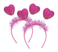 AKOOSY Lot de 2 Bandeaux Saint Valentin en Paillettes Cœur Rose Fuchsia Accessoires Féminins pour Fête et Mariage Couvre-Chefs Photo pour Filles Décorations Cheveux Romantiques