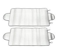 AKOOSY Lot de 2 Couvre-Pare-Brise Multi-Usages pour Voiture Pare-Soleil Argenté Anti-Neige et Anti-Givre Protection UV et Isolation Thermique Taille Adaptée à la Plupart des Véhicules