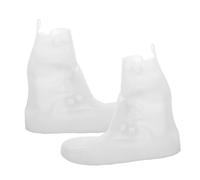 AKOOSY Lot De 2 Paires De Couvre-Bottes De Pluie Imperméables pour Femmes Couvre-Chaussures Imperméables en PVC Blanc