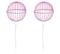 AKOOSY Lot de 2 Paniers Suspendus en Fil Métallique pour Matériaux de Nidification D’Oiseaux, Support Nichoir Colibris Rose, Grand Espace de Rangement pour Jardin et Terrasse,