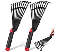 AKOOSY Lot de 2 Râteaux à Feuilles Mortes Portables en Plastique Solide, Outil Manuel de Jardinage pour Ameublir la Terre, Désherber et Entretenir Pelouse et Jardin, Accessoires