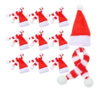 AKOOSY Lot de 20 Décorations Artisanales de Noël Tricotées 10 Mini Bonnets Rouges et Blancs 10 Écharpes Tricotées, Accessoires pour Poupées, Ornement de Noël Fait Main, Décoration