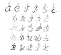 AKOOSY Lot De 26 Breloques Lettres Anglaises En Zinc, Petits Charms Bijoux Diy, Multi-usages Pour Bracelets Et Colliers, Coloris Métal Argenté, Créations Loisirs Créatifs Et Présents Personnalisés