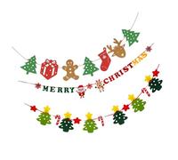 AKOOSY Lot de 3 Bannières Décoratives de Noël en Feutre Coloré 3 Mètres à Suspendre Festive pour Intérieur et Extérieur Drapeaux de Fête Rouges et Blancs Décoration Murale et