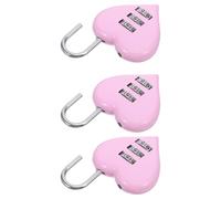 AKOOSY Lot de 3 Cadenas Miniatures en Alliage de Zinc de Cœur Rose, Cadenas à Combinaison sans Clé, pour École et Voyage, Résistance Élevée Sabotage
