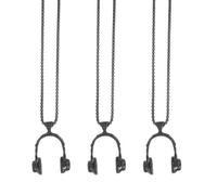 AKOOSY Lot de 3 Colliers Pendentifs en Alliage de Titane, Couleur Noire, Design Casque Audio, Chaîne Fine pour Couple, Accessoire pour Clavicule, Bijou de Cou Style Tendance, Présent