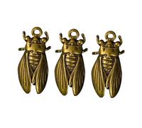 AKOOSY Lot De 3 Pendentifs Décoratifs En Laiton Vintage De Cigale, Accessoires Diy, Couleur Cuivre Ancien, Pour Création Bijoux, Décoration Intérieure, Présent Artisanal