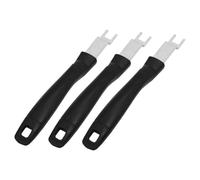AKOOSY Lot De 3 Pinces pour Gril Cuisine en INOX Poignée Noire - Lève-Grille pour Barbecue Domestique - Outil Pratique Anti-brûlure pour Pique-niques, Camping Et Fêtes en Plein Air