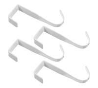 AKOOSY Lot de 4 Crochets pour Porte sans Perçage en Acier au Carbone Blanc Crochets Étroits pour Suspendre Serviettes Vêtements et Clés Support de Placard Polyvalent Cuisine Salle de
