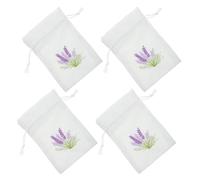 AKOOSY Lot de 4 Sachets à Cordon en Toile Brodée 10X14 CM Sachets Vides Parfumés Lavande Paquet de Rangement Décoratifs pour Armoires Chambres et Présents