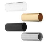 AKOOSY Lot de 4 Slides pour Guitare Électrique 60 Mm en Métal Argenté Doré Noir et Transparent Accessoires pour Guitare à Cordes Moyennes Finger Slides pour Blues Country et Jazz