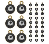 AKOOSY Lot de 40 Breloques Evil Eye 7X9Mm en Alliage Noir Pendentifs DIY pour Bracelets et Boucles D’Oreilles Perles Décoratives pour Fabrication de Bijoux Artisanaux