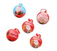 AKOOSY Lot de 5 Boîtes à Bonbons en Fer de Boule de Noël Décoration Suspendue Ruban pour Sapin Creuse pour Rangement de Friandises et Petits Objets Festive et Solide