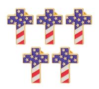 AKOOSY Lot de 5 Épinglettes Croix en Alliage Drapeau Américain, Broches Patriotiques Légères pour Fête de L'indépendance, Memorial Day et Événements Religieux, Accessoires pour