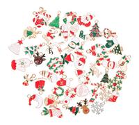 AKOOSY Lot de 51 Breloques de Noël en Alliage Multifonction Pendentifs Soi-Même Bonhomme de Neige Père Noël Renne Décoration pour Bijoux DIY Bracelets et Colliers Artisanaux