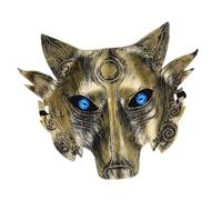 AKOOSY Masque Loup Halloween Effrayant PVC Renforcé Doré Masque Cosplay Loup Léger et Résistant pour Fête Déguisement et Carnaval
