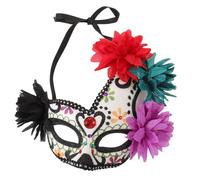 AKOOSY Masque Mexicain Jour des Morts Demi-visage Léger avec Fleurs Décoratives pour Mascarade Halloween Carnaval Party