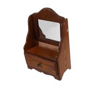 AKOOSY Miroir de Maquillage Vintage Bois avec Tiroir Pratique Design Français Élégant Organisateur de Bureau Stable pour Chambre et Coiffeuse