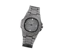AKOOSY Montre Homme avec Bracelet Acier Inoxydable Noir Style Hip Hop Quartz Montre à pour Hommes