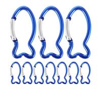 AKOOSY Mousquetons de Sécurité Forme Poisson Lot de 10 Porte-clés Multifonction en Alliage D'aluminium pour Randonnée et Camping en Plein Air