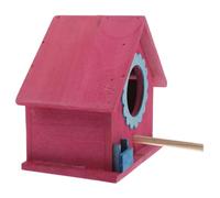 AKOOSY Nichoir en Bois Rouge Suspendu Mangeoire à Oiseaux Décorative Extérieure Nid D’Oiseau Mini Taille Maison Oiseaux Jardin pour Observation et Protection