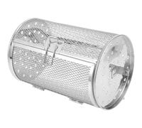AKOOSY Panier à Rôtir Roulant en Acier Inoxydable Argenté pour Four | Fermeture à Boucle, Porte Intégrée, Adapté aux Châtaignes et Cacahuètes