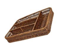 AKOOSY Panier de Rangement Imitation Rotin pour Ustensiles Cuisine en Plastique avec 4 Compartiments et Design Rectangulaire, Résistant à L'usure Quotidienne, pour Appartements et