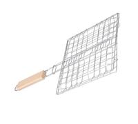 AKOOSY Panier Grill Inox pour Barbecue Poisson Rack Grill Portable avec Poignée Bois Résistant Haute Température Filet Acier Inoxydable Camping et Extérieur