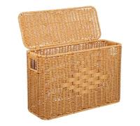 AKOOSY Panier Rotin Imitation Tressé la Main, Panier de Rangement Fin et Haut avec Couvercle, Optimisation D'espace et Rangement Anti-poussière pour Chambre et Placard