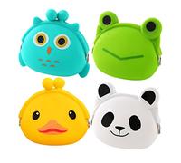 AKOOSY Paquet à Pièces en Silicone pour Garçon Et Filles, Portefeuille De Dessin Animé, Lot De 4, Rangement Pratique Et Solide, Couleurs Aléatoires, Adapté Aux Petits Objets Et Écouteurs