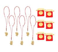 AKOOSY Pendentif Dragon 2024 en Acrylique et Tissu Lot de 6 set de Sets Collier Rouge et Pochette Amulette Ornement Traditionnel Chinois pour Décoration du Festival du Printemps et