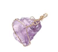 AKOOSY Pendentif En Pierre Naturelle Asymétrique Cristal Violet Doré, Accessoire De Bijouterie Pour Femme, Pendentif Décoratif Léger Pour Collier, Présent Élégant Et Original