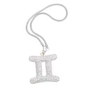 AKOOSY Pendentif Horoscope pour Voiture avec Strass Décoration Rétroviseur Charme Astrologique Gémeaux Accessoire Intérieur et Facile à Installer