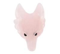 AKOOSY Pendentif Tête de Loup Cristal de Quartz Rose Grand Modèle Accessoire Bijou Sculpté Main pour Création DIY Décoration Artisanale Cadeau Symbolique de