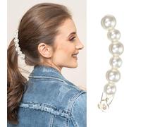 AKOOSY Pince à Peignes Pearl Clincher Blanc en Plastique, Maintien Ferme pour Mariage et Chignon, Accessoire Cheveux Élégant