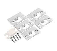 AKOOSY Plaques de Gâche en Acier Inoxydable Argenté pour Serrures de Porte, Kit 4 Sets Vis, Design Précis et Application Polyvalente pour Maisons et Commerces